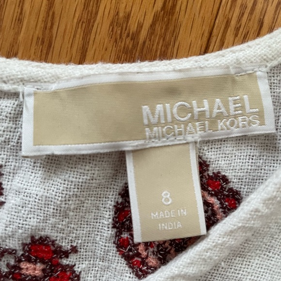 MICHAEL by Michael Kors White T-Shirt Dress with detailed embellishments- Size 8 - Picture 6 of 9